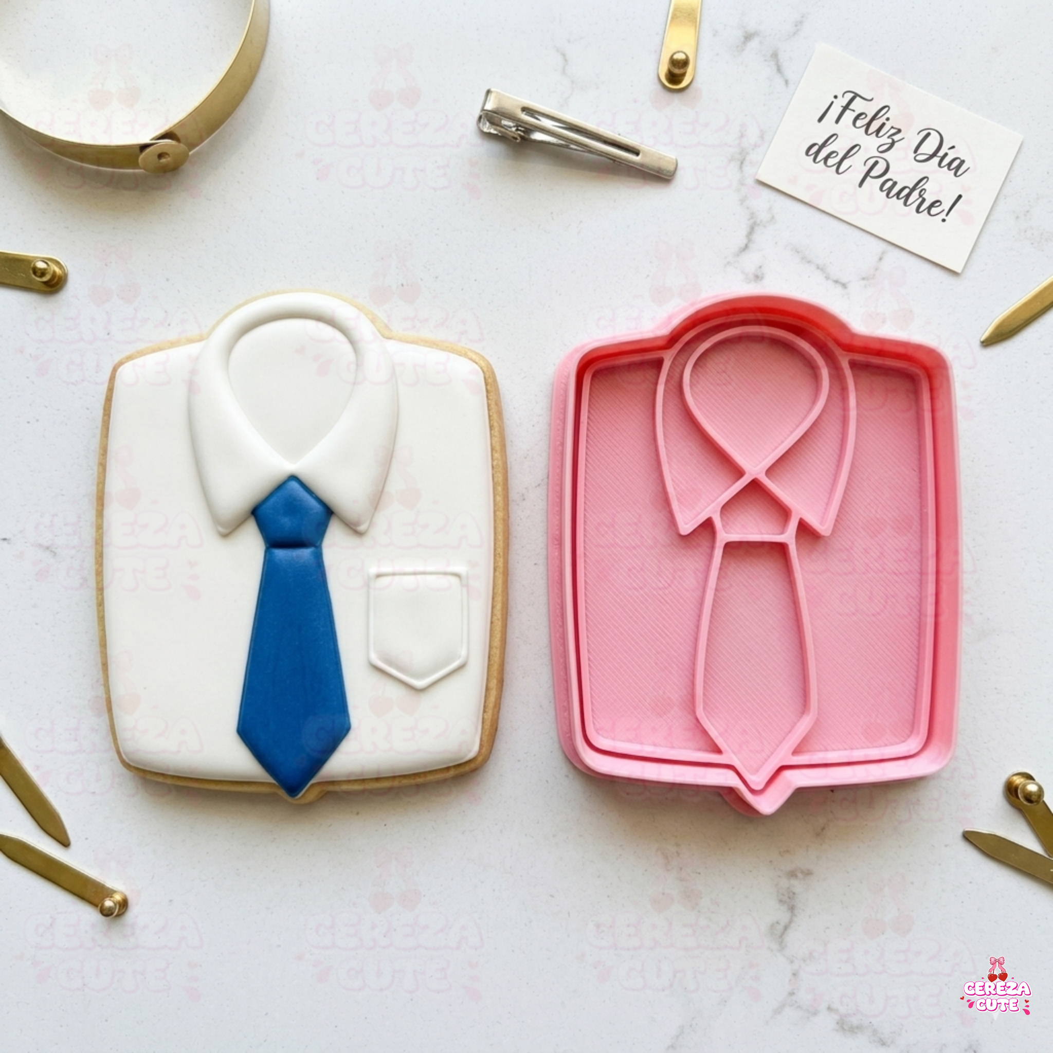Cortador y sello de galletas Camisa dia del padre para fondant reposteria, galletas, masa fria y manualidades.