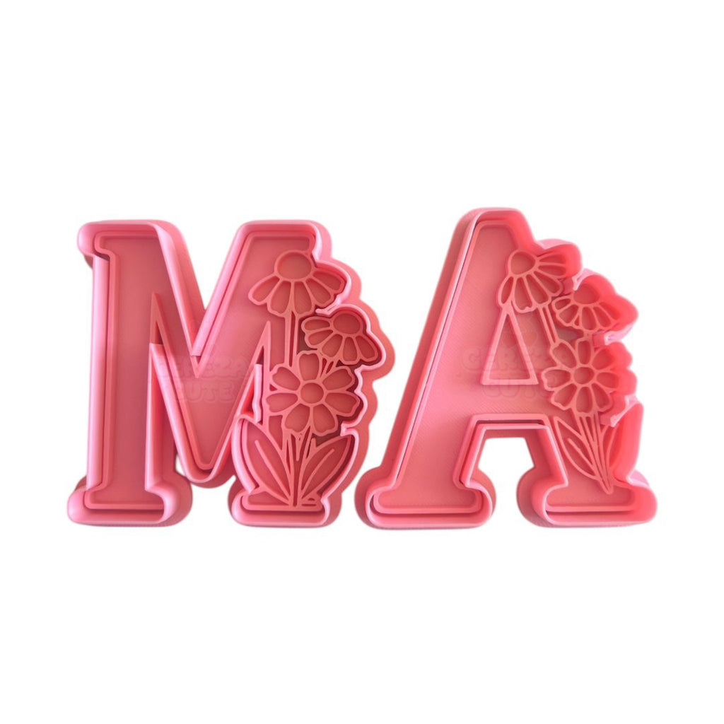 Cortadores y sellos de galletas de letras  MA dia de la madre para fondant reposteria, galletas, masa fria y manualidades.