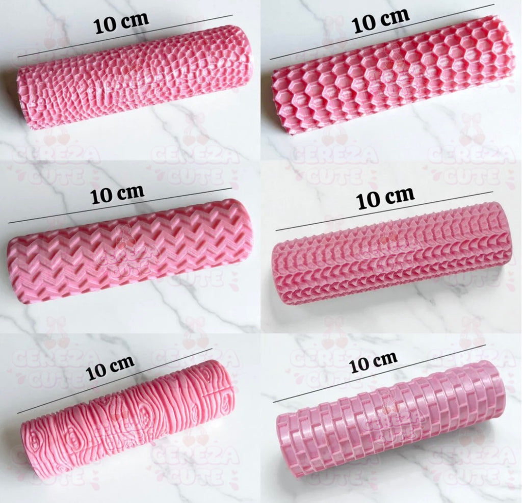 Set 6 Rodillos Texturizadores para fondant reposteria, galletas, masa fria y manualidades.