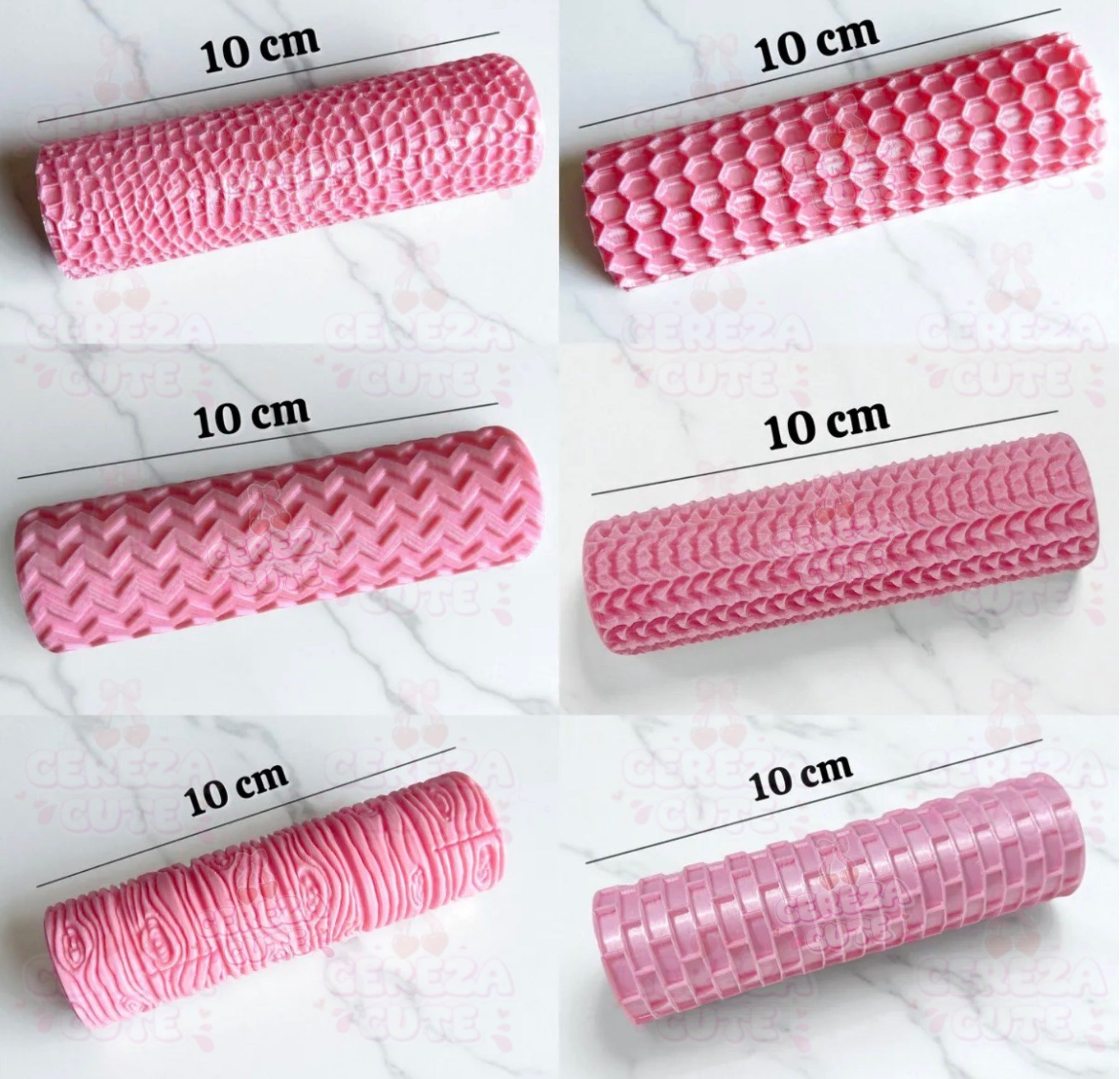 Set 6 Rodillos Texturizadores para fondant reposteria, galletas, masa fria y manualidades.