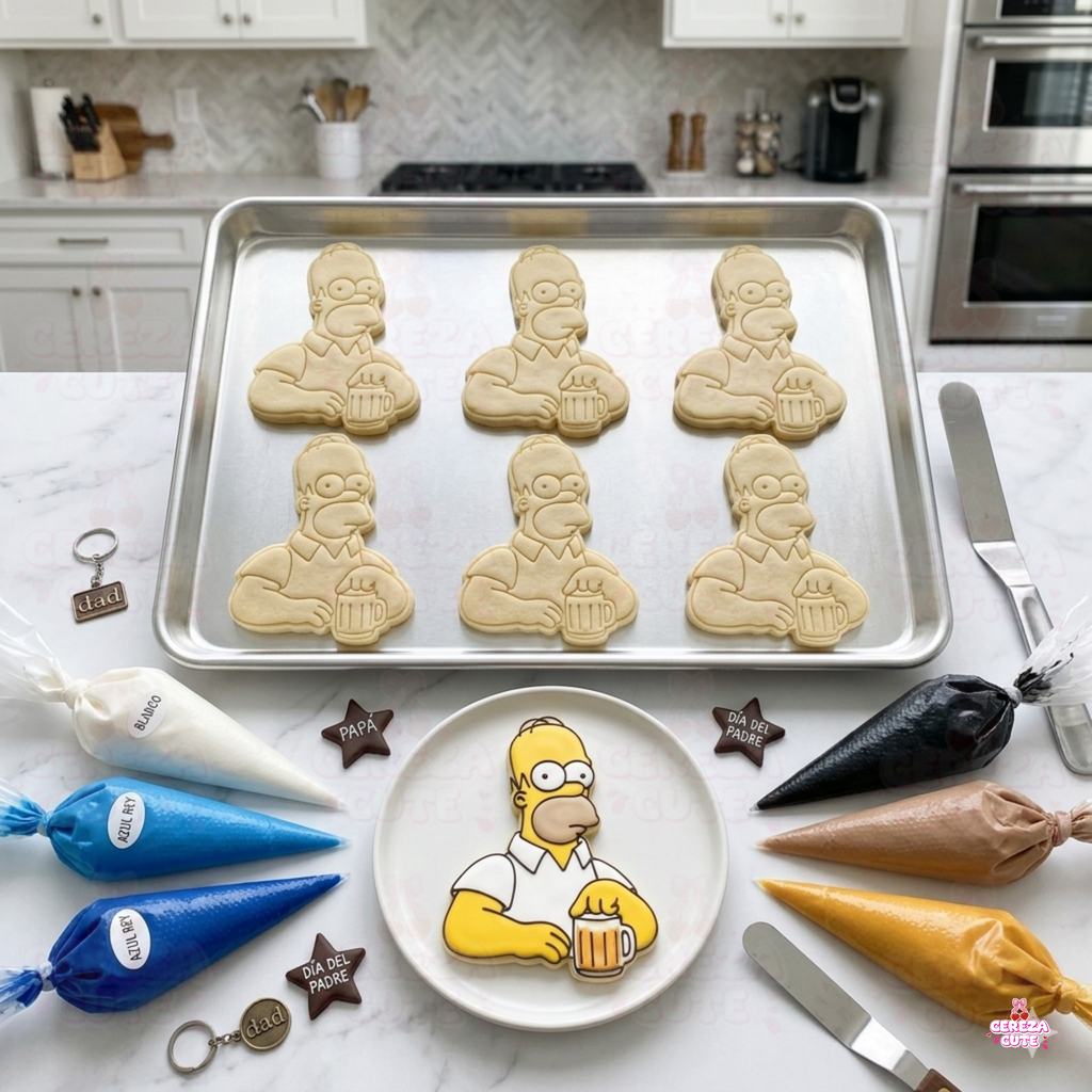 Cortador y sello de galletas Homero para fondant reposteria, galletas, masa fria y manualidades.