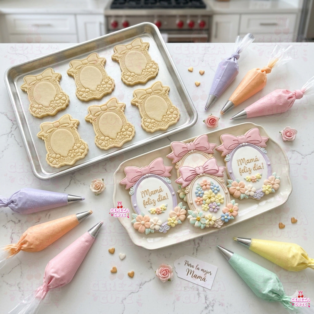 Cortador y sello de galleta Marco floral coquette para fondant reposteria, galletas, masa fria y manualidades.