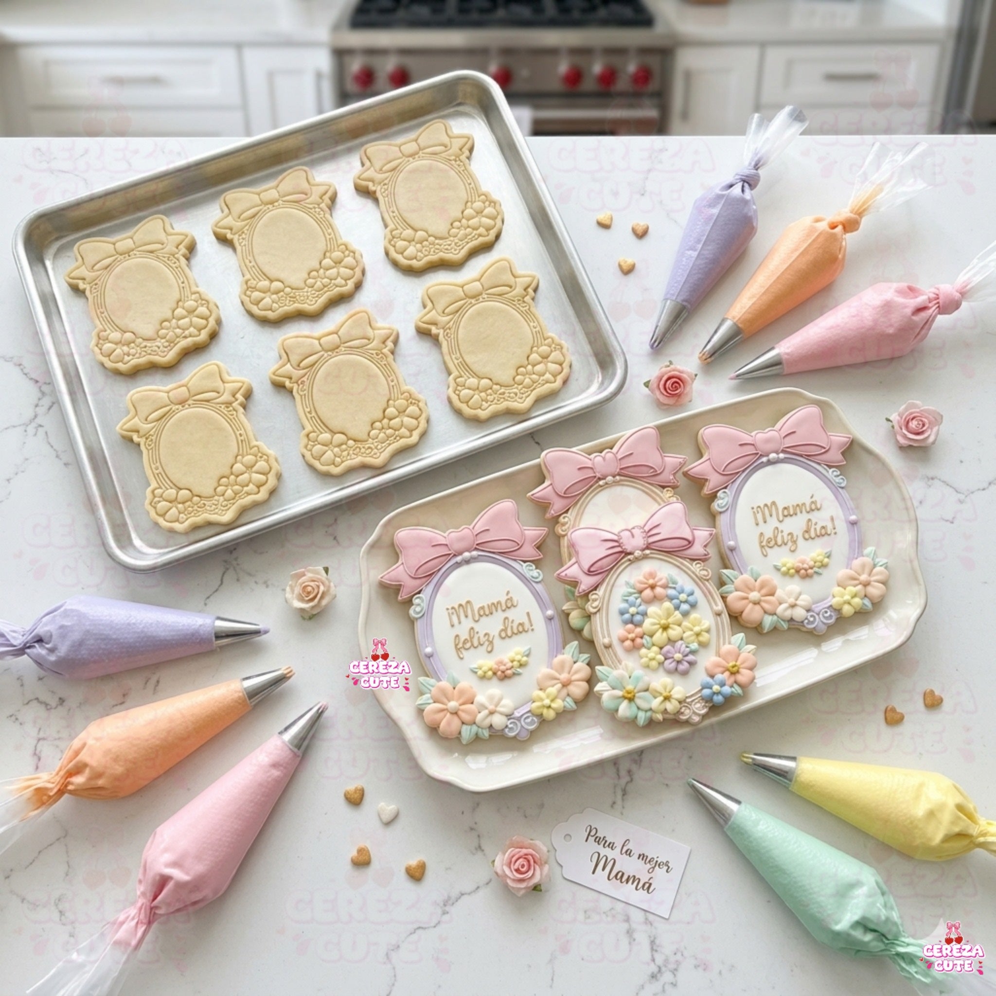 Cortador y sello de galleta Marco floral coquette para fondant reposteria, galletas, masa fria y manualidades.