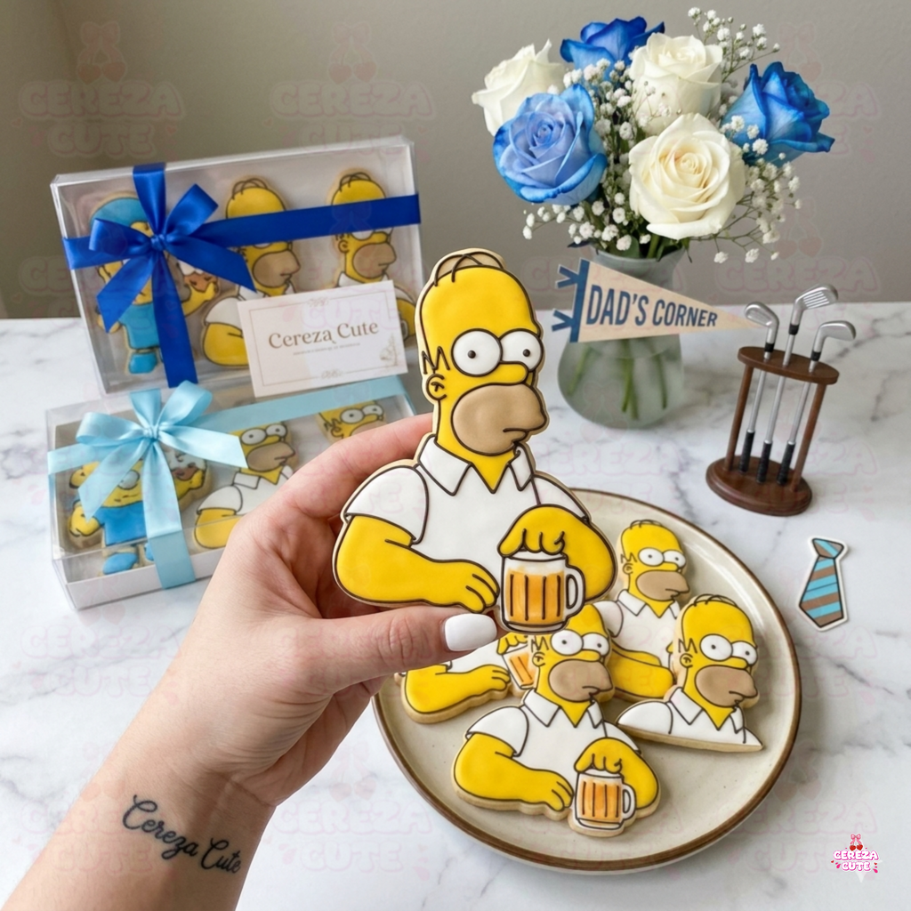 Cortador y sello de galletas Homero para fondant reposteria, galletas, masa fria y manualidades.