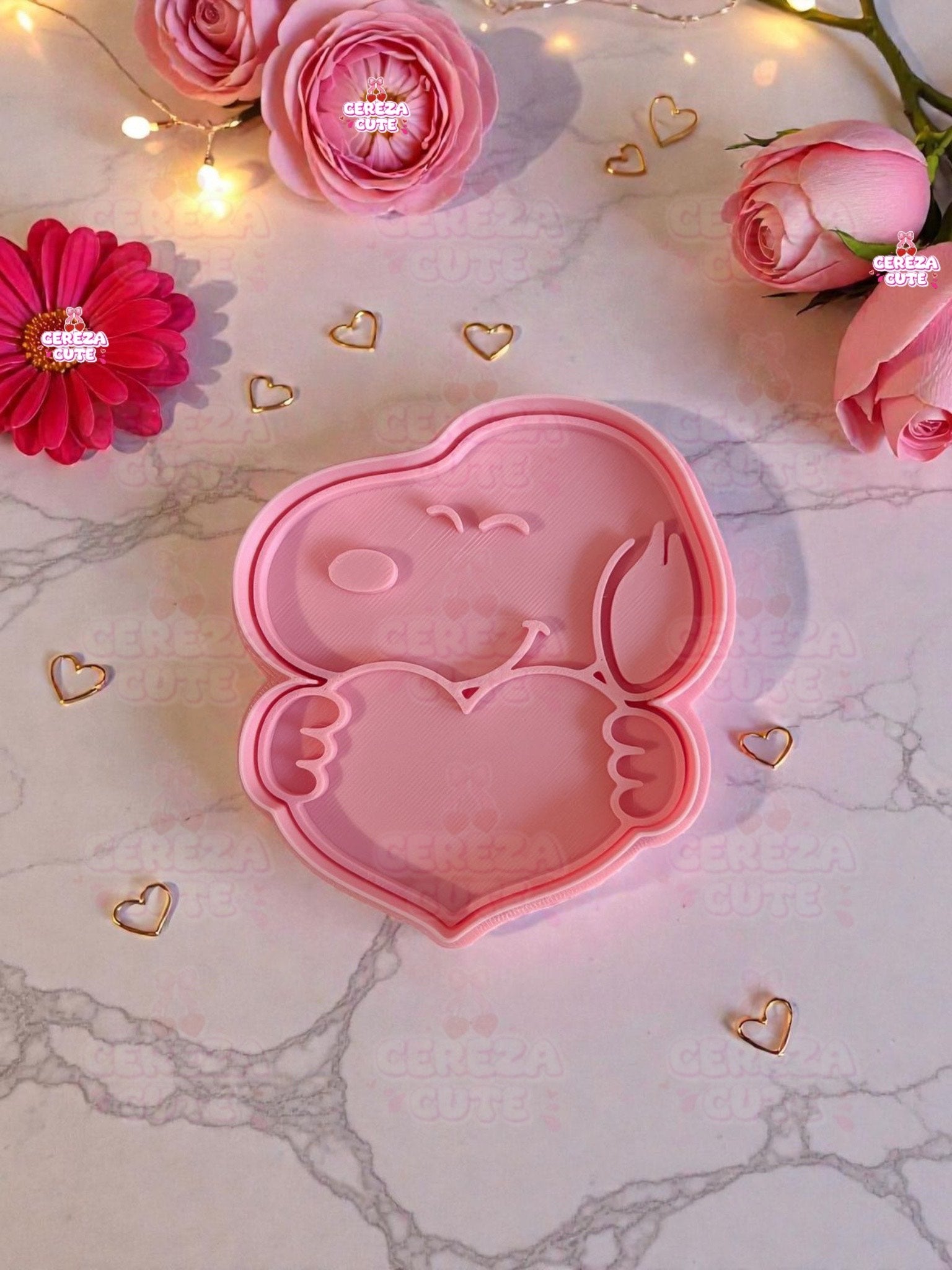 Cortador y sello de galleta Perro dibujo animado san valentin para fondant reposteria, galletas, masa fria y manualidades.