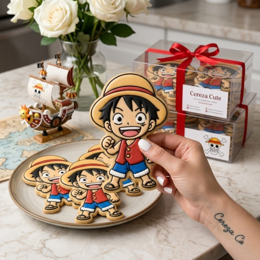 Cortador y sello de galleta Capitan Pirata Anime para fondant reposteria, galletas, masa fria y manualidades