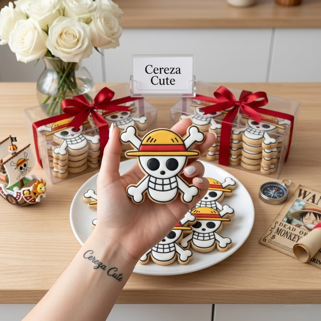 Cortador y sello de galleta Calavera Pirata Anime para fondant reposteria, galletas, masa fria y manualidades.