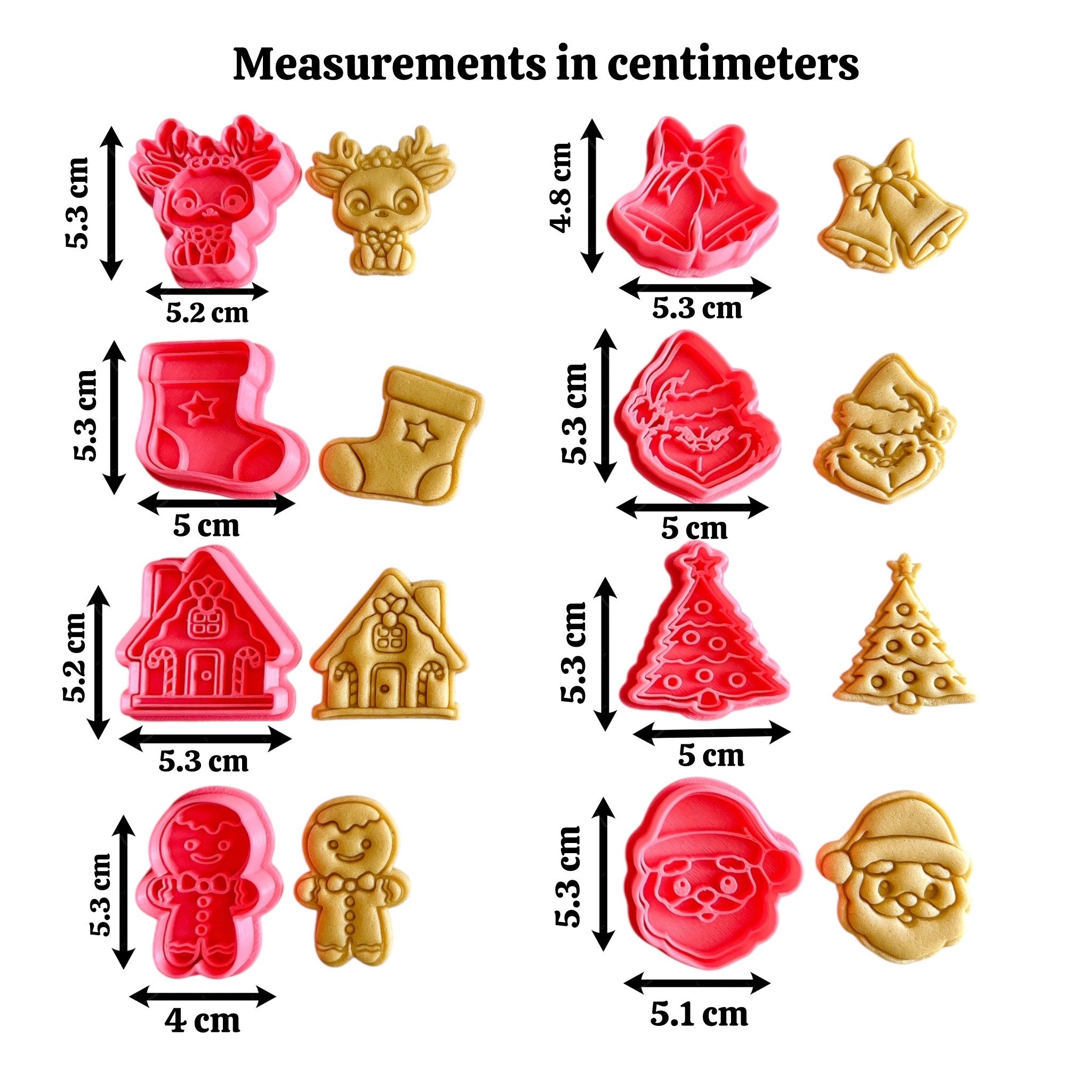 Cortadores y sellos de galletas Set Navidad 5cm Viejo Pascuero para fondant, reposteria, masa fria, manualidades y galletas