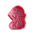 Cortador y sello de galleta Cabeza niño con corazon dibujo animado para fondant reposteria, galletas, masa fria y manualidades.
