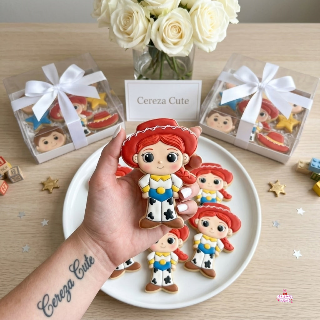 Cortador y sello de galleta juguete Vaquera para fondant reposteria, galletas, masa fria y manualidades.