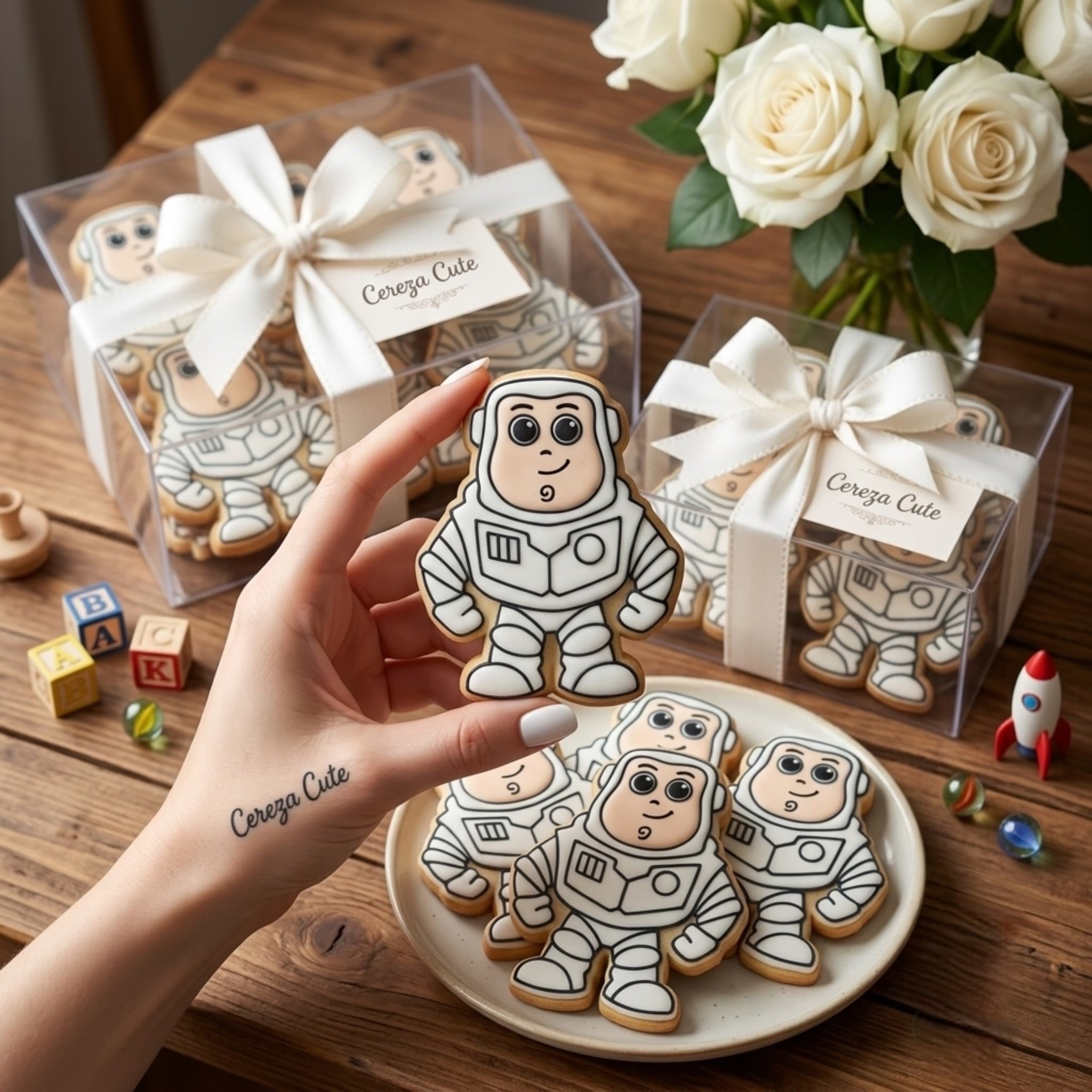 Cortador y sello de galleta juguete heroe galactico para fondant reposteria, galletas, masa fria y manualidades.