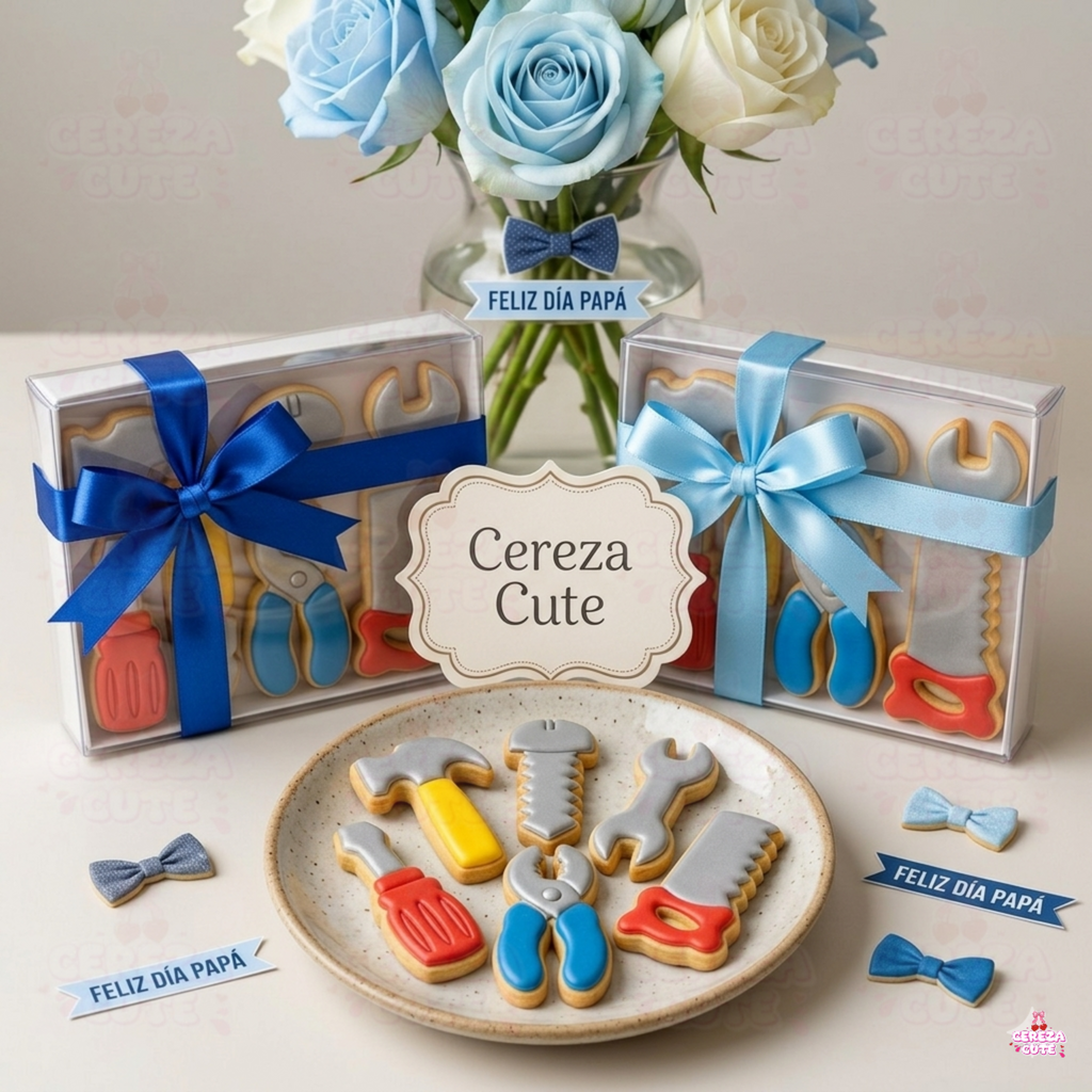 Cortadores y sellos de galletas Set de 6 diseños de herramientas, martillo, serrucho de 5cm para fondant reposteria, galletas, masa fria y manualidades.
