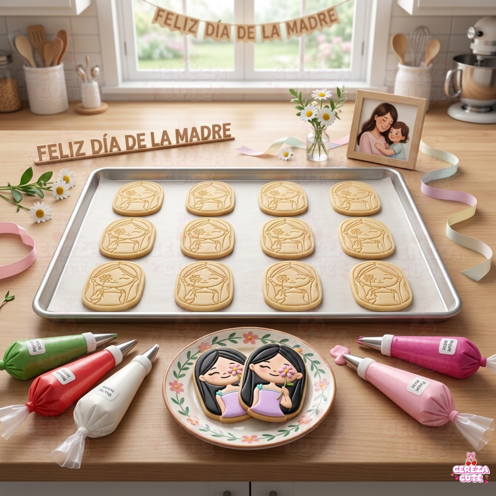 Cortador y sello de galletas Mujer con flor para fondant reposteria, galletas, masa fria y manualidades.
