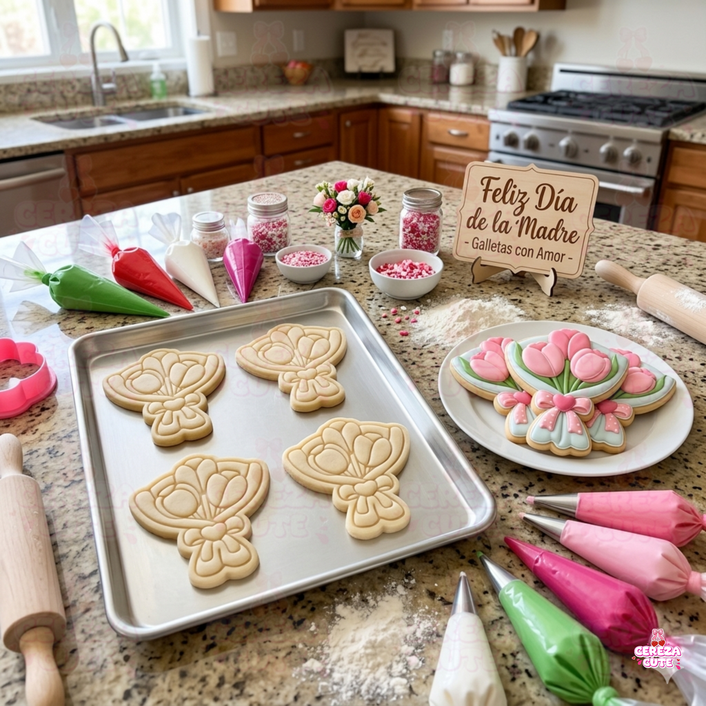 Cortador y sello de galletas Ramo de flores Tulipanes para fondant reposteria, galletas, masa fria y manualidades.