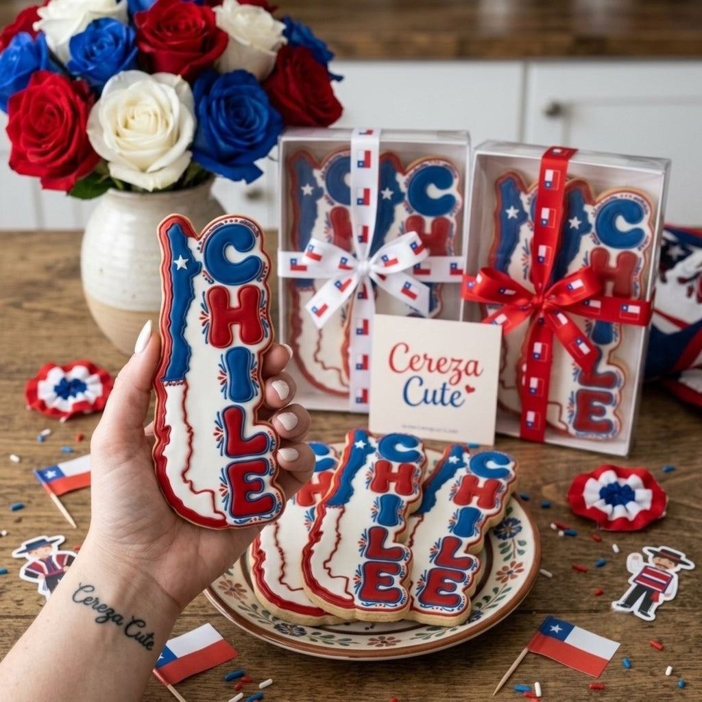 Cortador y sello de galleta Pais Chile para fondant reposteria, galletas, masa fria y manualidades.
