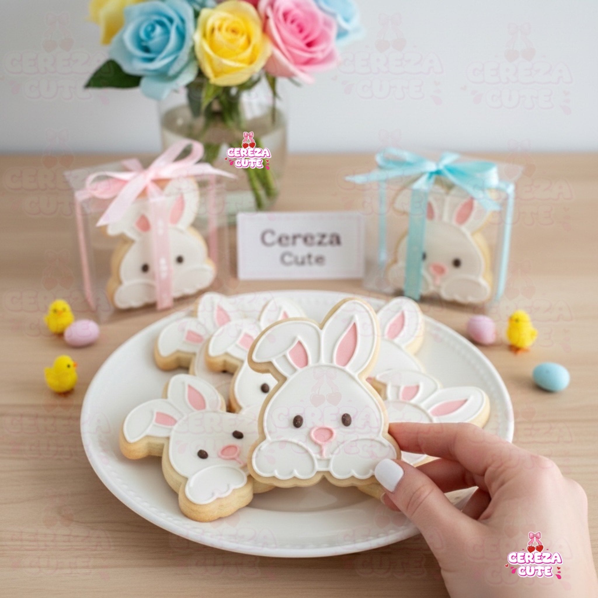 Cortador y sello de galleta Cara de conejo pascua para fondant reposteria, galletas, masa fria y manualidades.