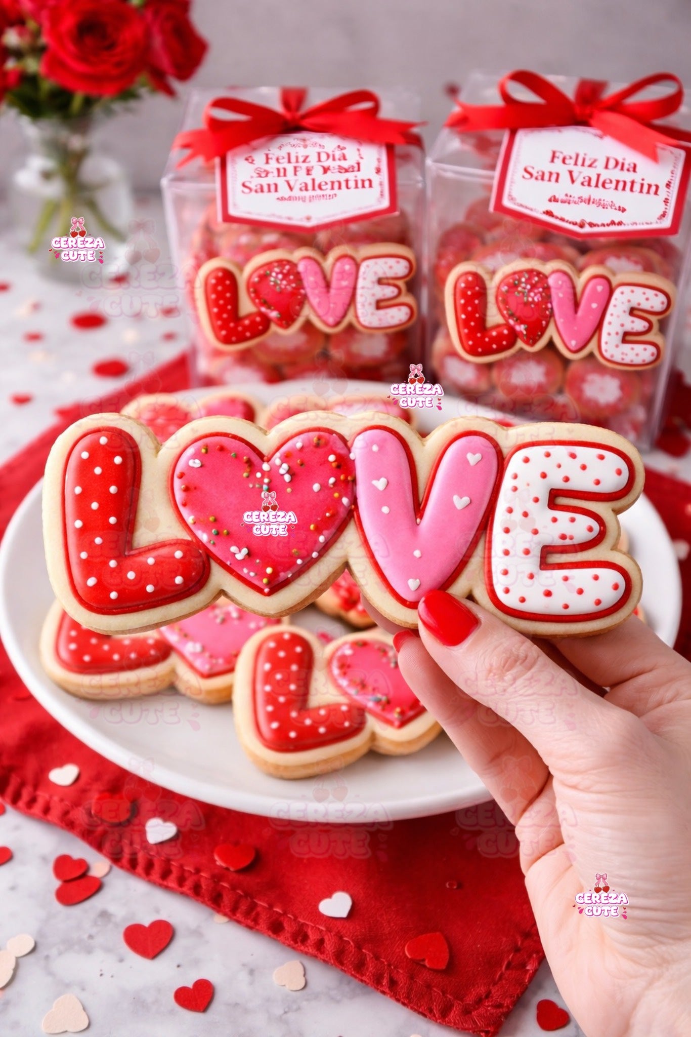 Cortador y sello de galletas palabra Love san valentin para fondant reposteria, galletas, masa fria y manualidades.