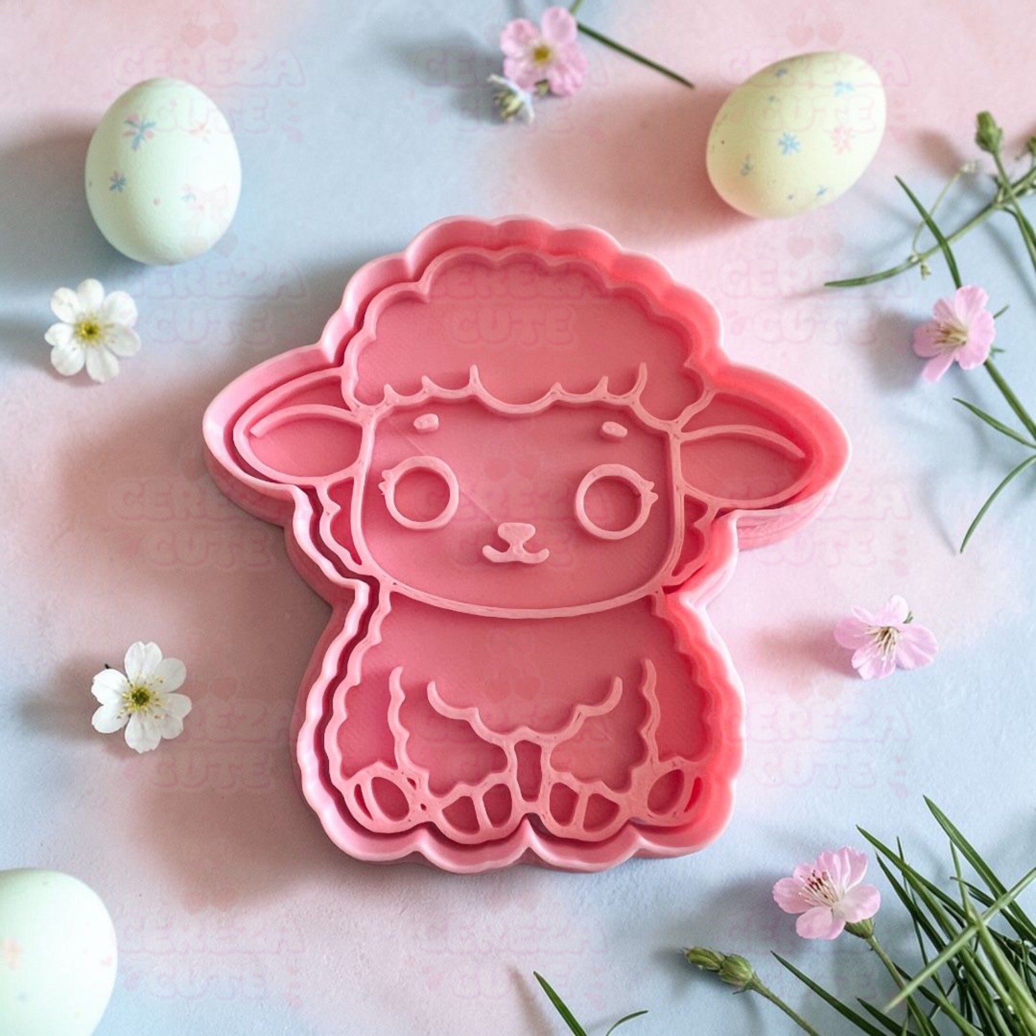 Cortador y sello de galleta Oveja para fondant reposteria, galletas, masa fria y manualidades.