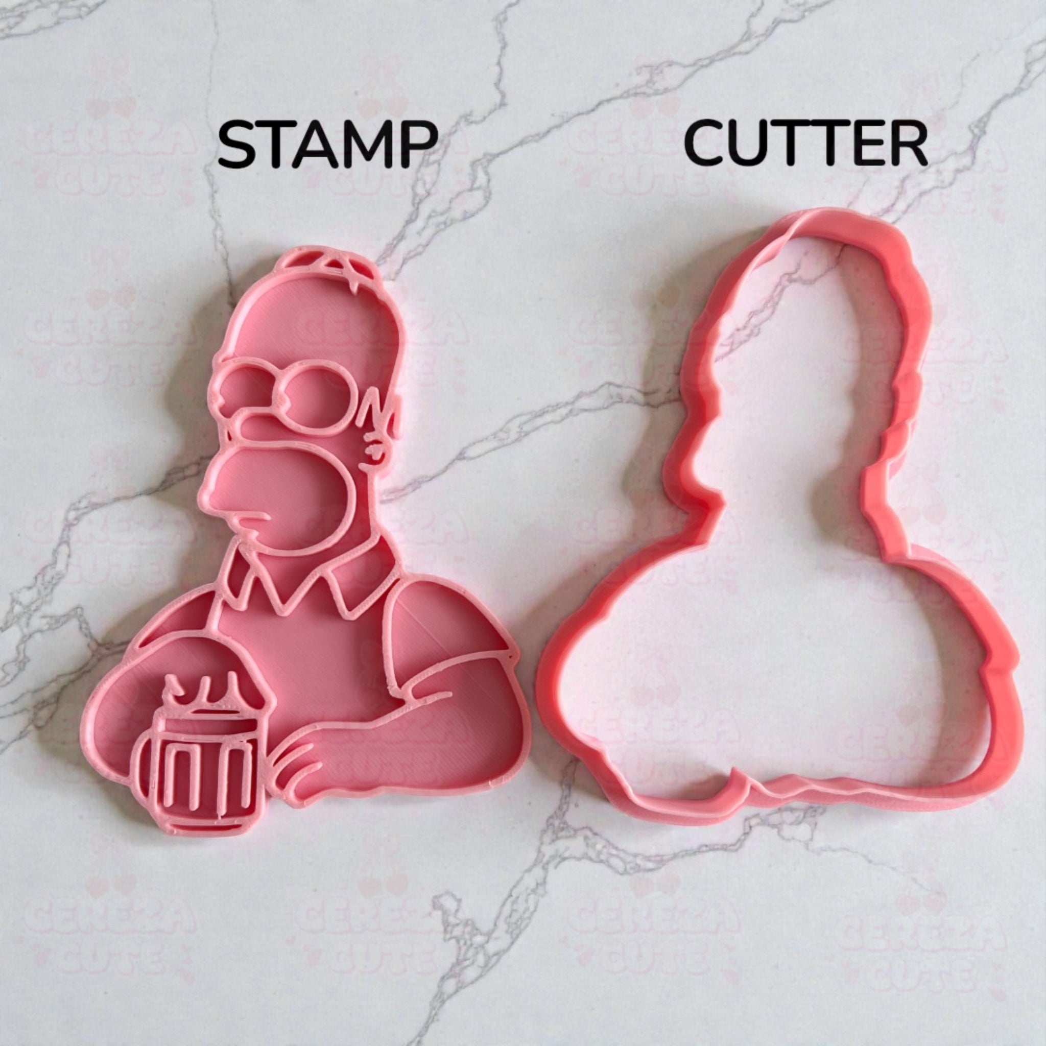 Cortador y sello de galletas Homero para fondant reposteria, galletas, masa fria y manualidades.