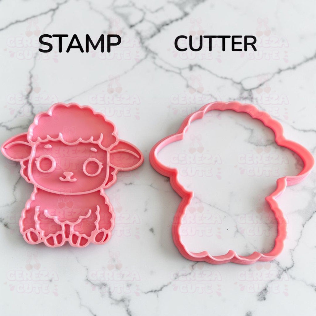Cortador y sello de galleta Oveja para fondant reposteria, galletas, masa fria y manualidades.