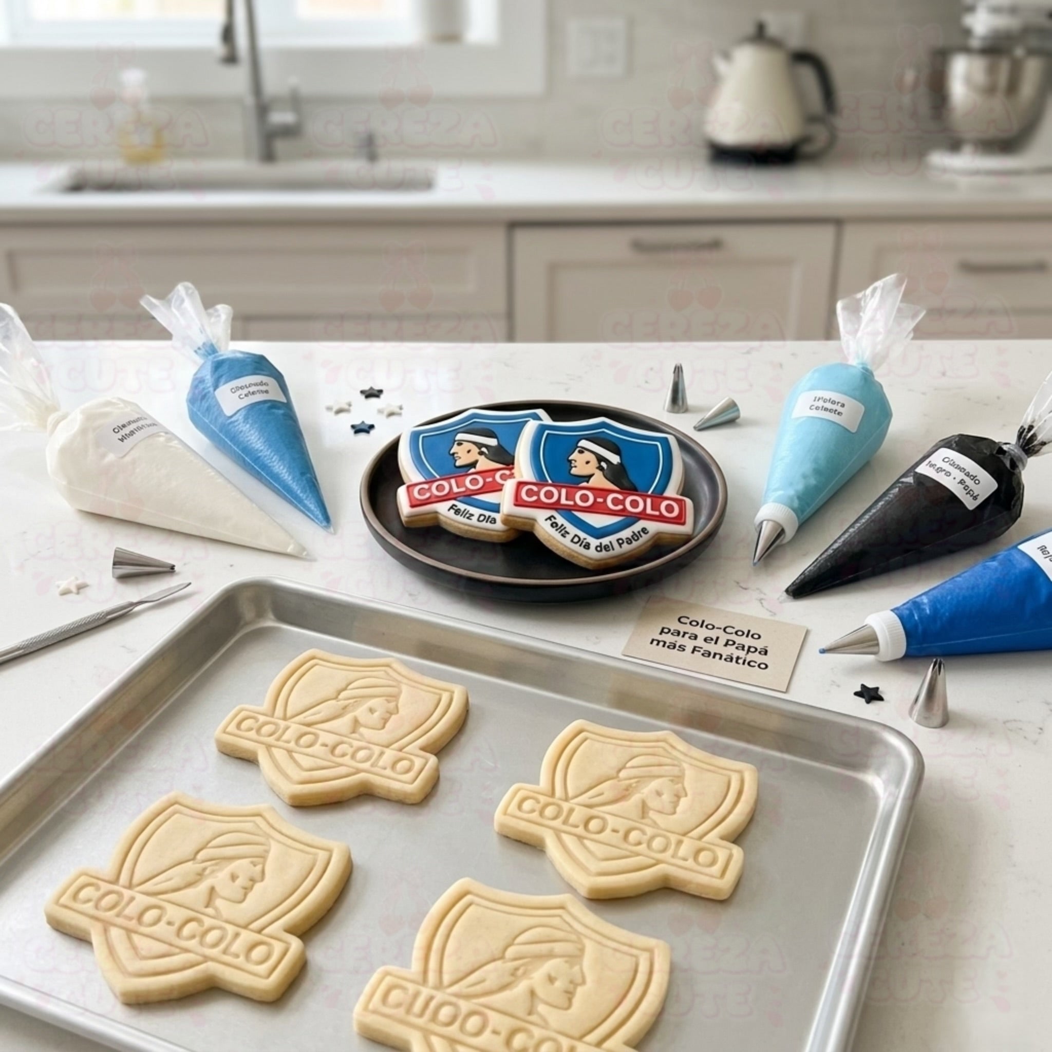 Cortador y sello de galletas Colo Colo Futbol para fondant reposteria, galletas, masa fria y manualidades.