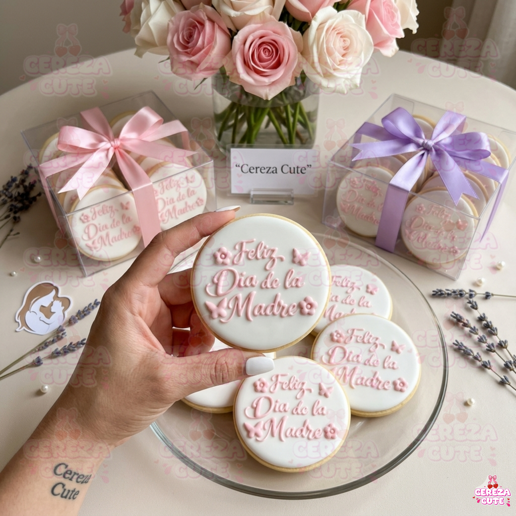 Cortador y sello de galletas letra Stamp Feliz dia la madre para fondant reposteria, galletas, masa fria y manualidades.