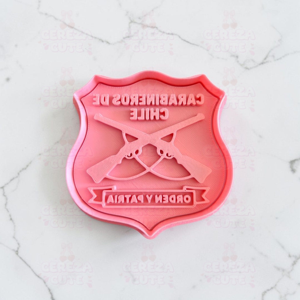Cortador y sello de galleta de Logo de Carabineros de Chile para fondant reposteria, galletas, masa fria y manualidades.