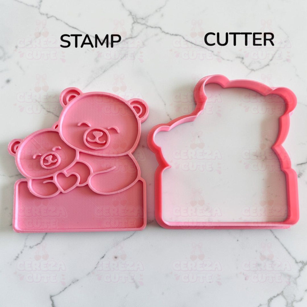 Cortador y sello de galleta Mama oso dia de la Madre para fondant reposteria, galletas, masa fria y manualidades.
