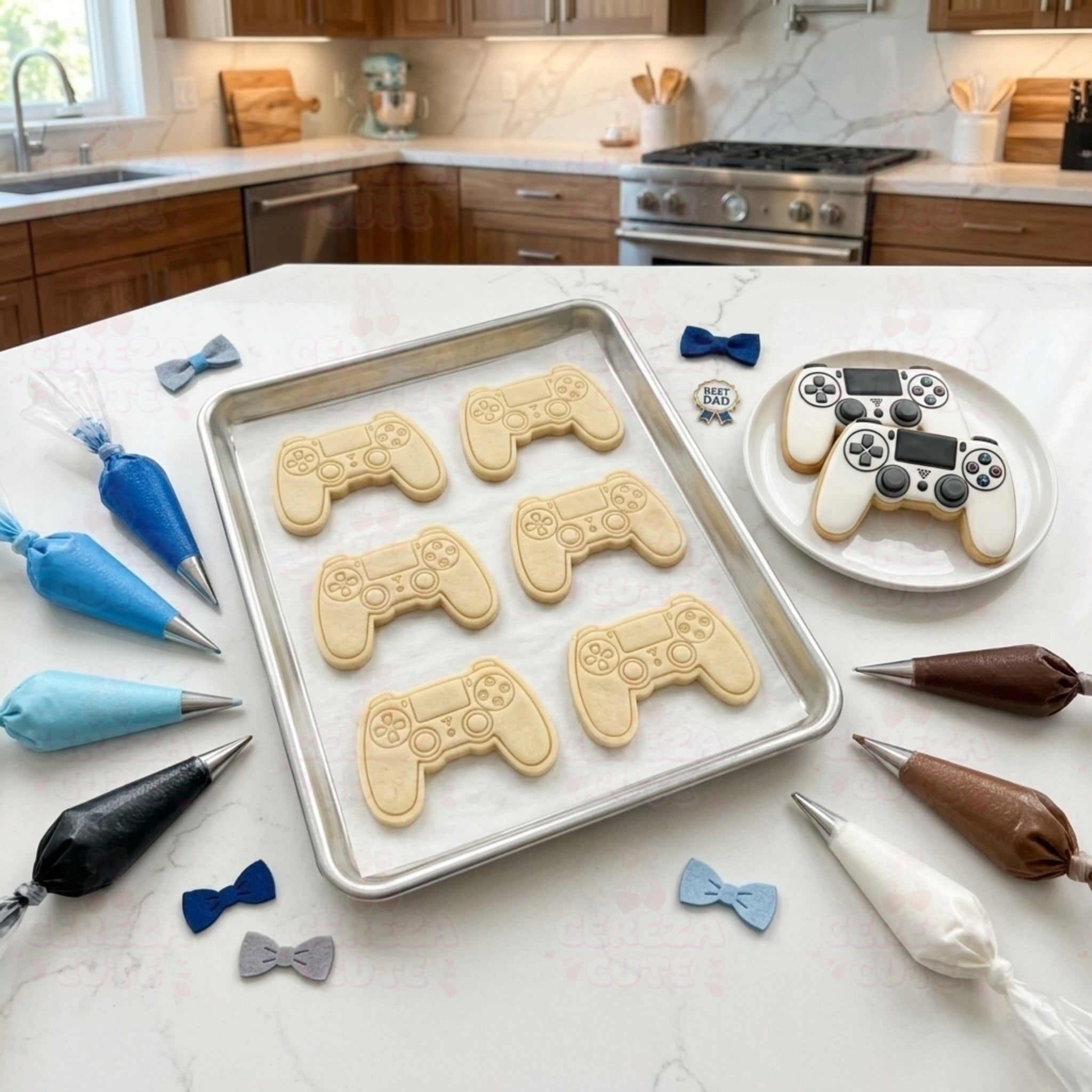 Cortador y sello de galletas Control de video juego para fondant reposteria, galletas, masa fria y manualidades.