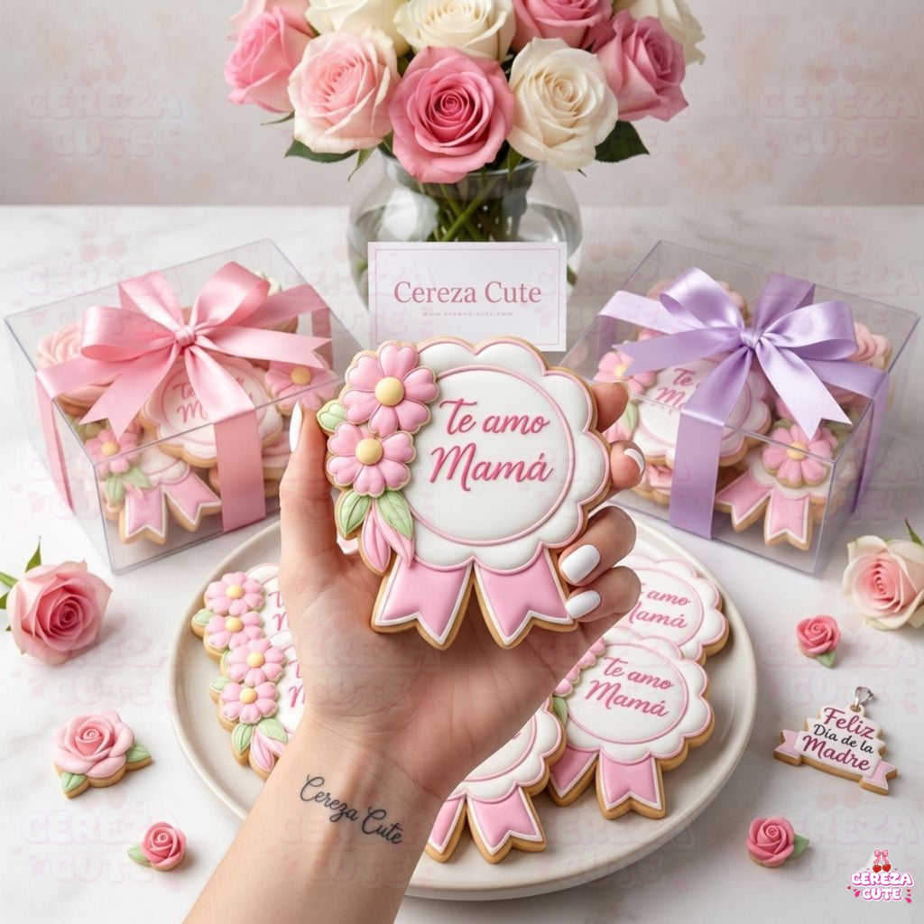 Cortador y sello de galletas Medalla TE AMO MAMA para fondant reposteria, galletas, masa fria y manualidades.