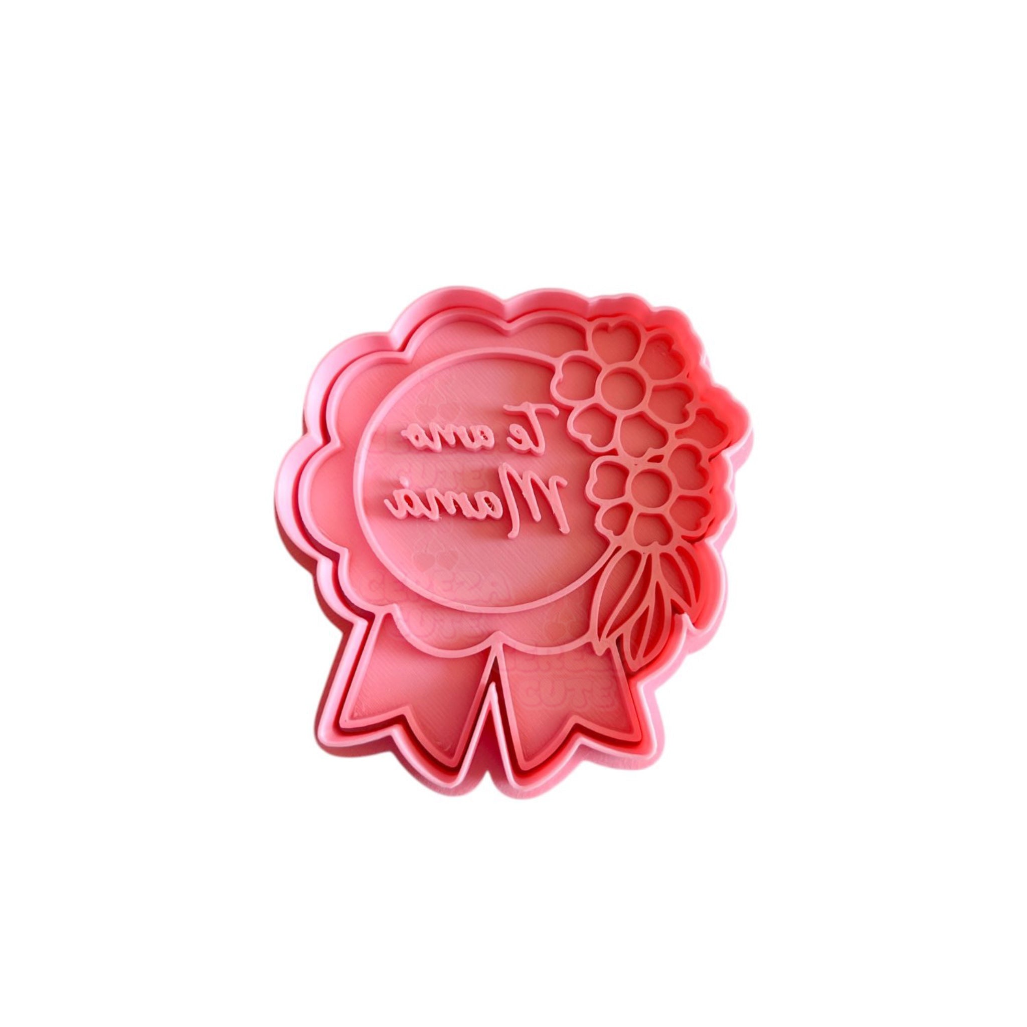 Cortador y sello de galletas Medalla TE AMO MAMA para fondant reposteria, galletas, masa fria y manualidades.