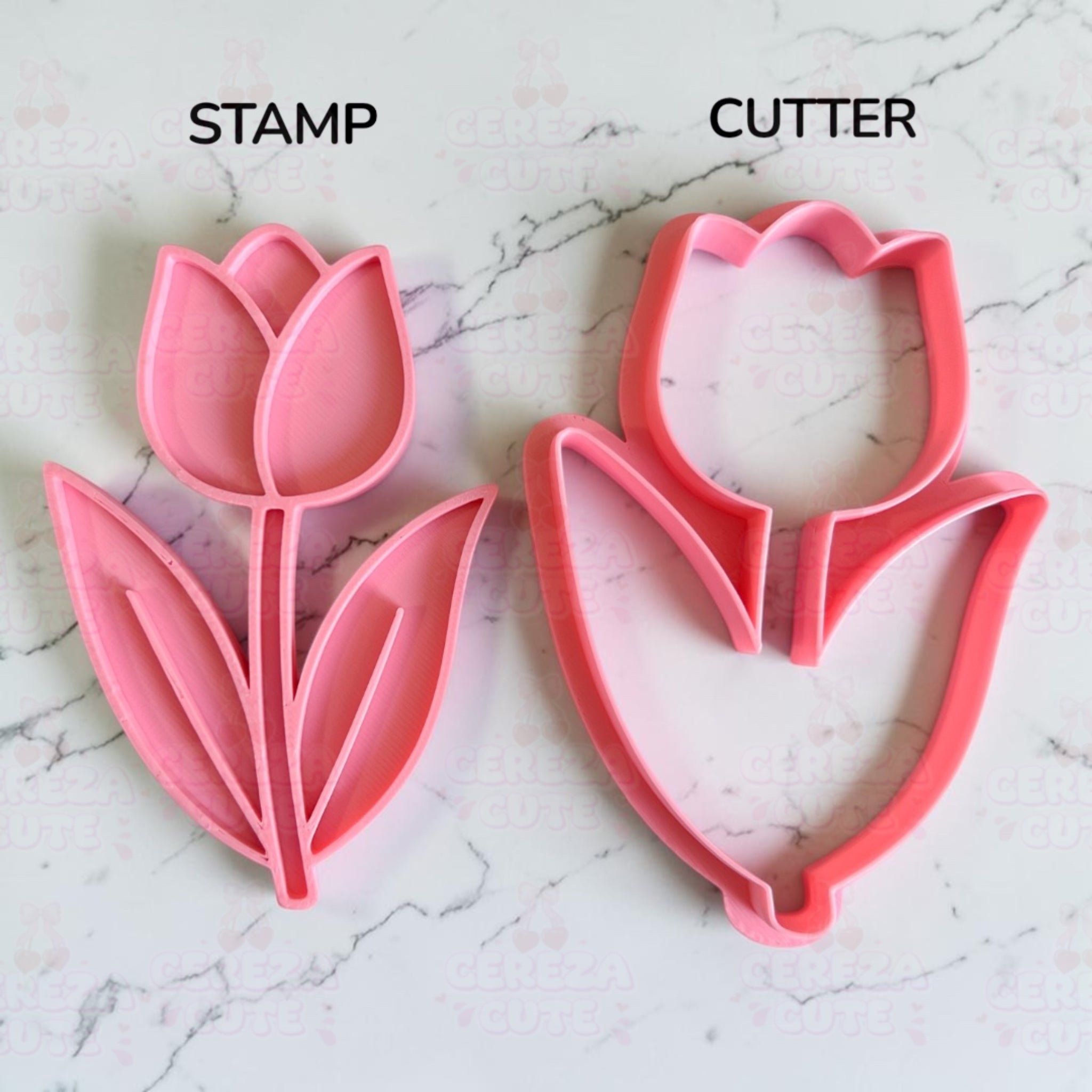 Cortador y sello de galletas Tulipanes para fondant reposteria, galletas, masa fria y manualidades.