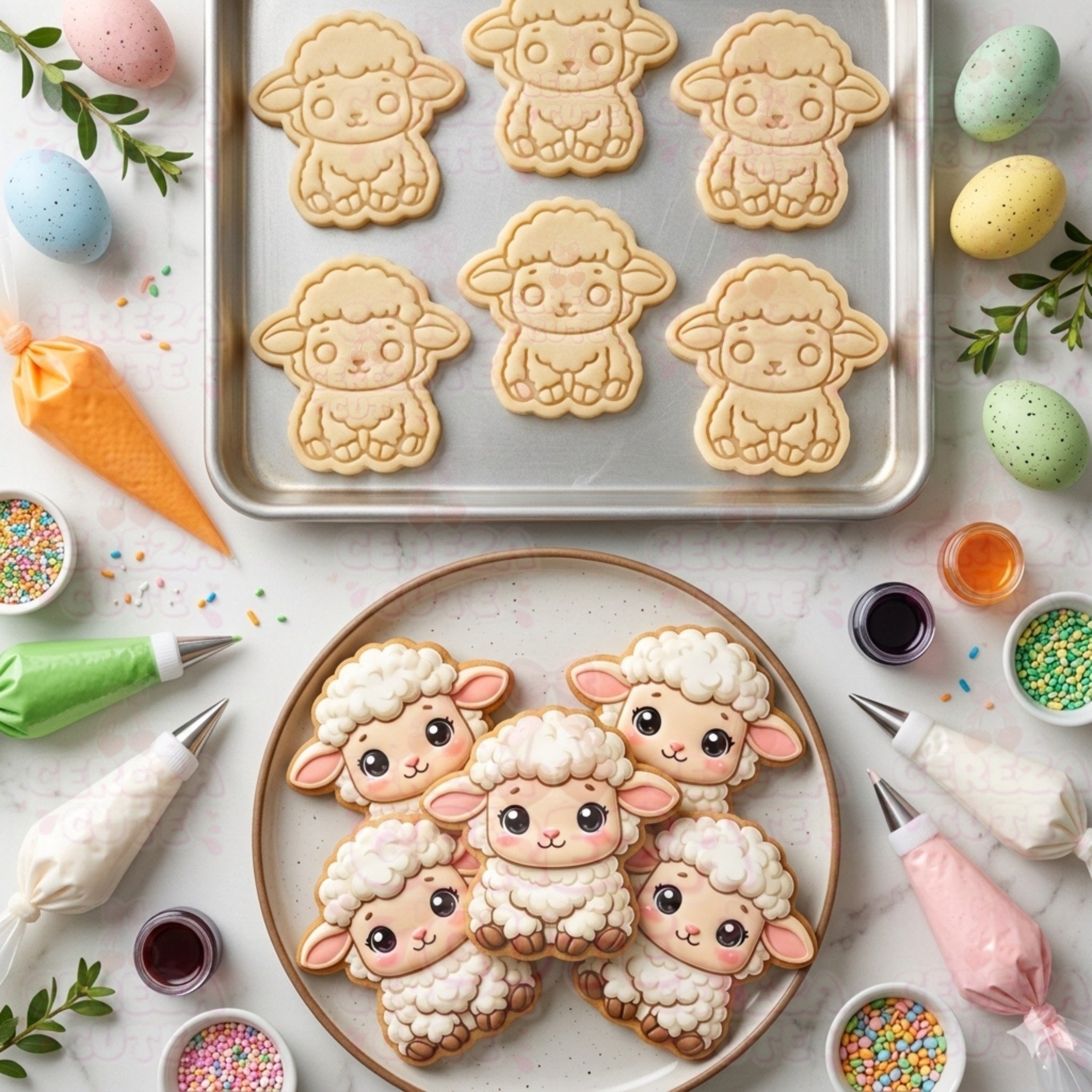 Cortador y sello de galleta Oveja para fondant reposteria, galletas, masa fria y manualidades.