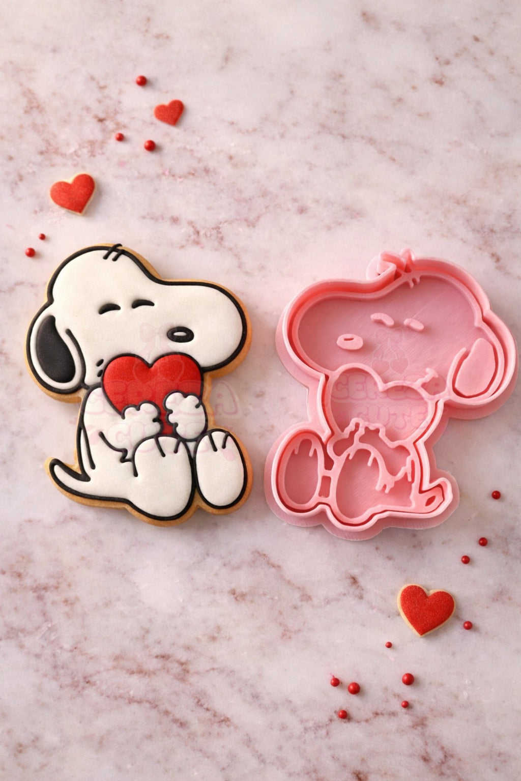 Cortador y sello de galleta Perro dibujo animado enamorado para fondant reposteria, galletas, masa fria y manualidades.