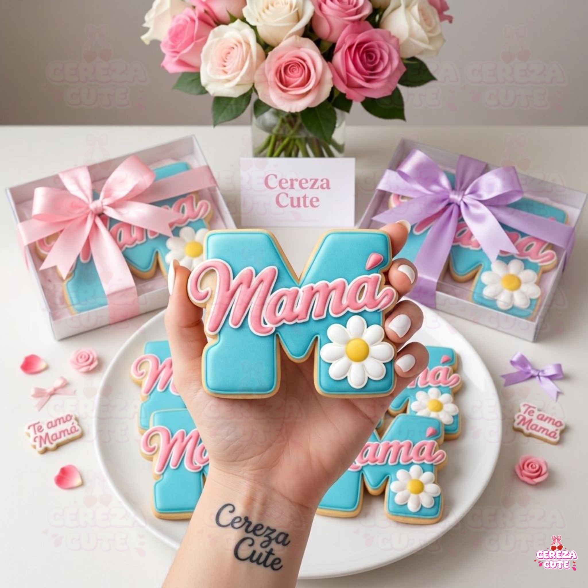 Cortador y sello de galletas letra M de mama para fondant reposteria, galletas, masa fria y manualidades.