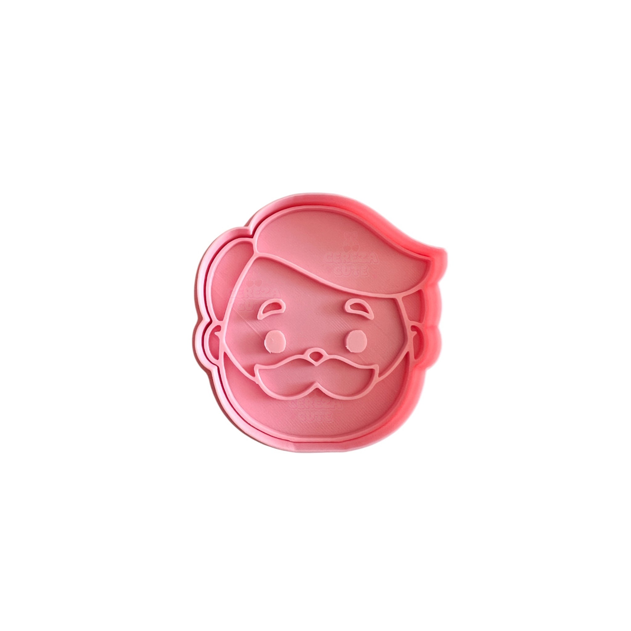 Cortador y sello de galletas Hombre con bigotes para fondant reposteria, galletas, masa fria y manualidades.